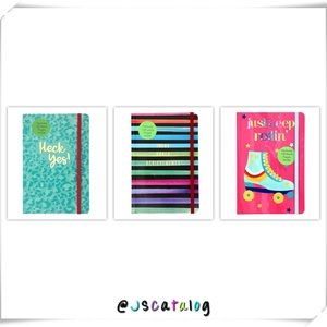 3 x Foil Hardcover Rainbow Notebooks Journals with Elastic Band - 60 Pages